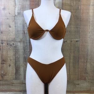 ●FINAL ●Zaful Swimsuit Womens 6 Medium Brown Two Piece Bikini Underwire Swimwear